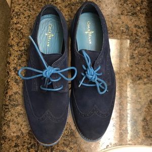 Women size 7 Cole Haan blue suede Oxfords